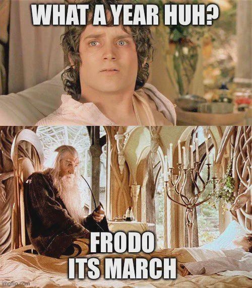 What a year huh? Frodo: bro it’s March - meme