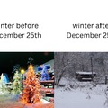 Winter before and after December 25th