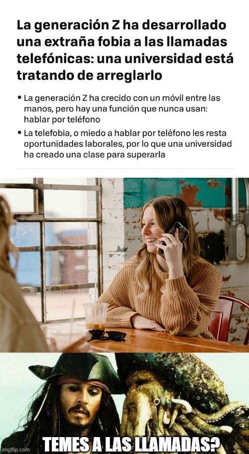 El miedo a las llamadas de la gen z - meme