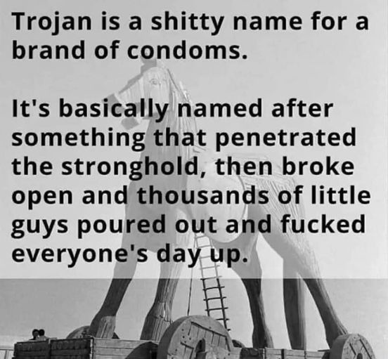 Trojan as a name for condoms - meme