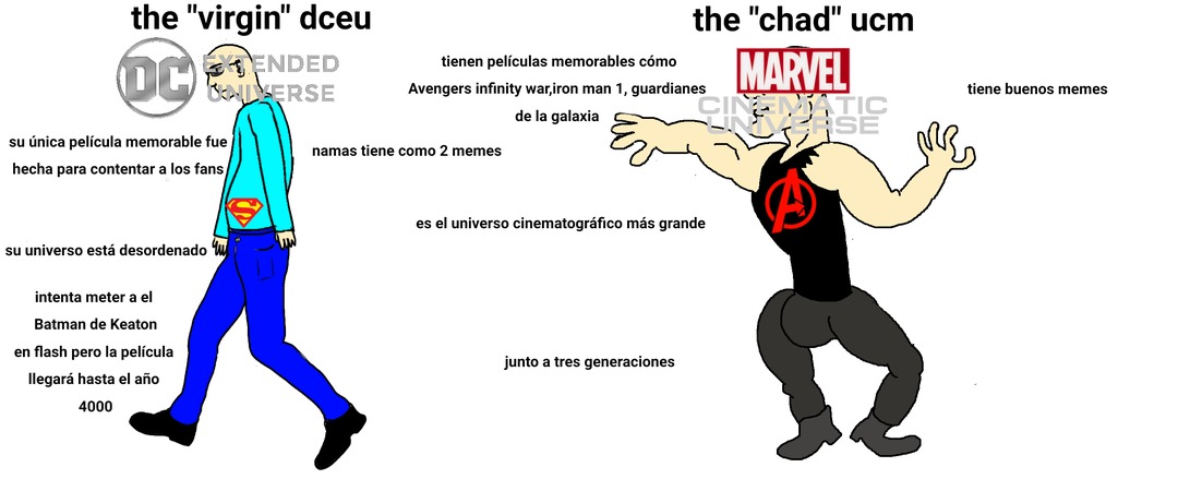 The "virgin" dceu vs the "chad" ucm - meme