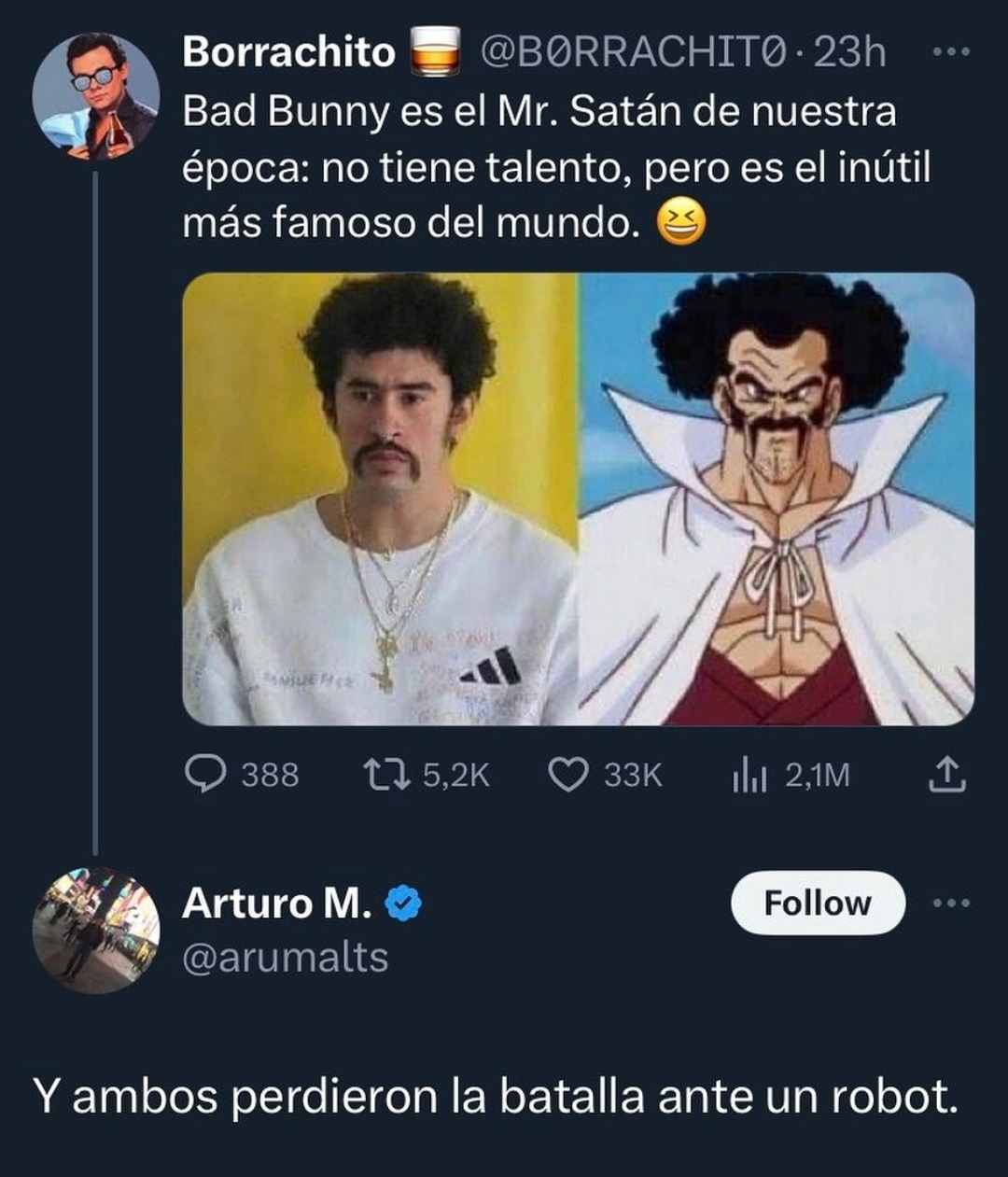 Bad Bunny = Mr Satan - meme