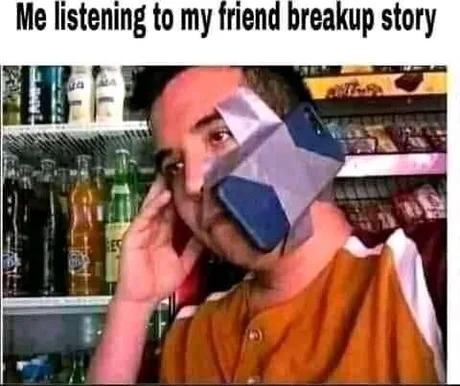 Listening to my friend breakup story - meme