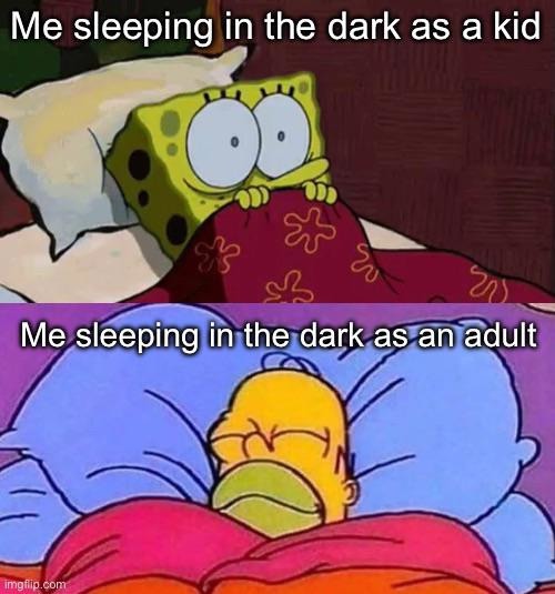 Sleeping in the dark - meme