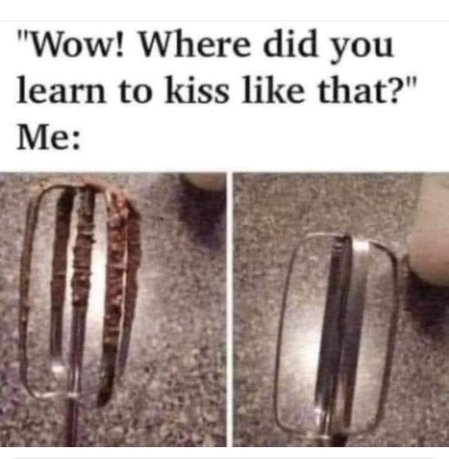 Wow! Where did you learn to kiss like that? - meme