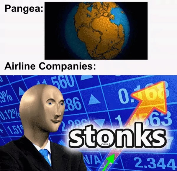 Las aerolíneas tan pronto como Pangea se separó - meme