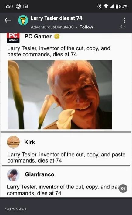 Cut, copy, paste... then rest in peace legend - meme