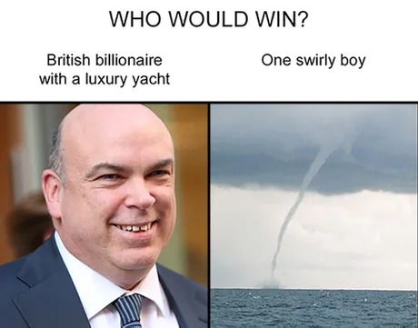 British billionare with a luxury yacht - meme