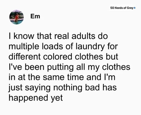 I don’t sort laundry and haven’t been smited yet - meme