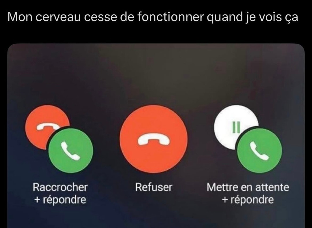 Mon cerveau qui plante dès qu'un appel bizarre arrive - meme