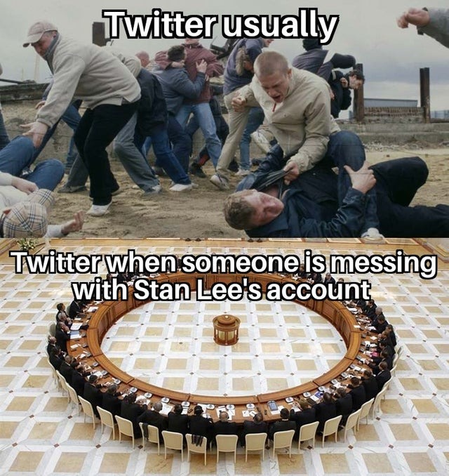 How Twitter is whenever someone messes with Stan Lee's account - meme