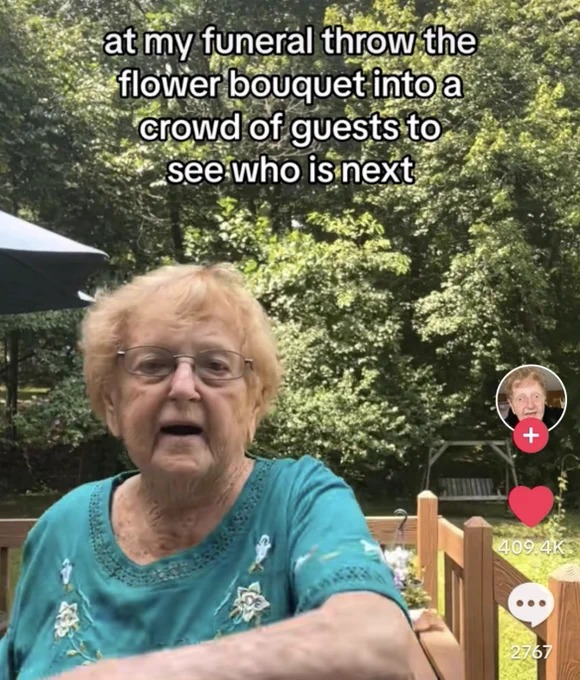 I love my grandma. I'd gladly catch the bouquet - meme