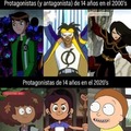 Protagonistas de 14 años de la animación antes vs ahora