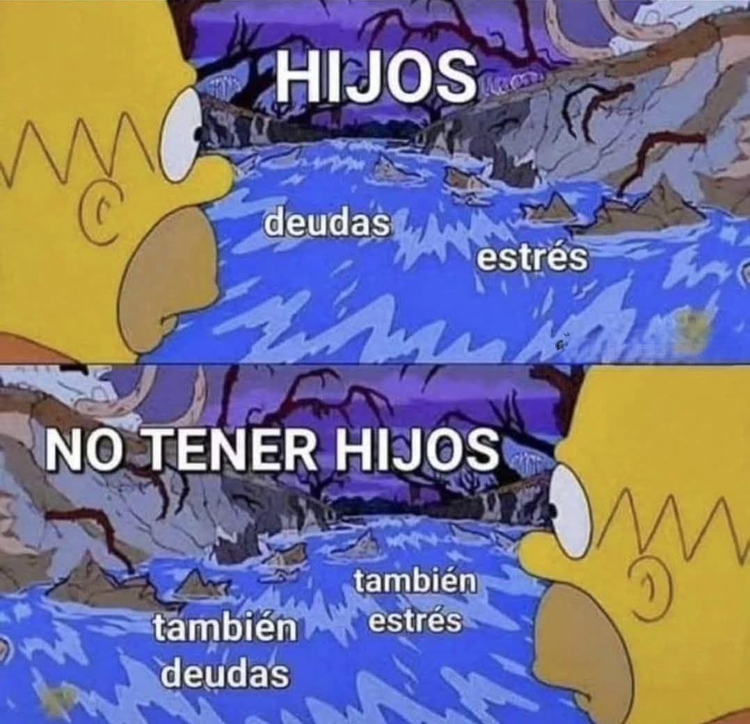 Tener hijos: estrés. No tener hijos: también estrés - meme