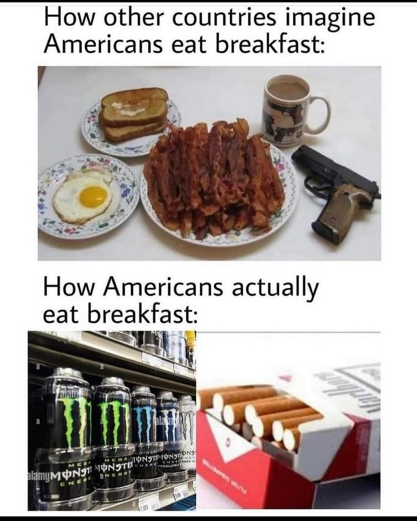 How other countries imagine Americans eat breakfast vs how we actually do - meme