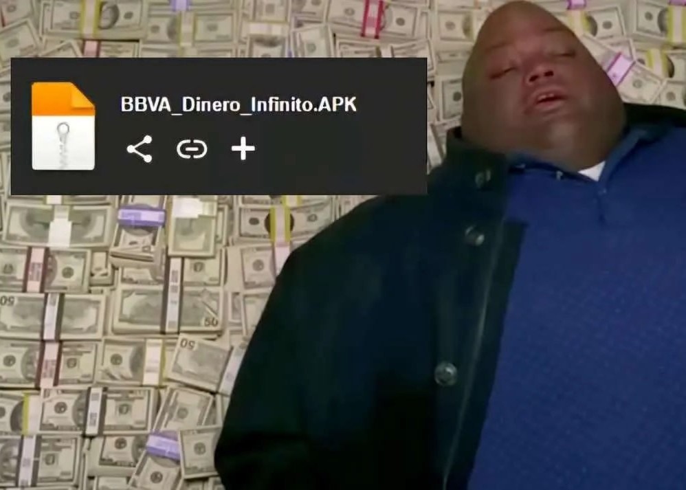 cuando descubres el APK secreto del dinero infinito del BBVA - meme