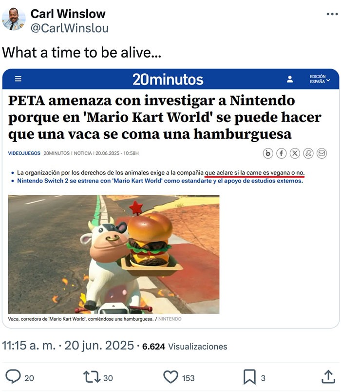 peta amenaza a nintendo por vaca que se come hamburguesa en mario kart world memes