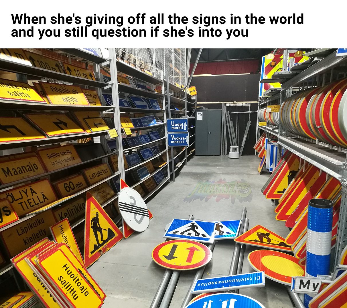 Did you know that traffic signs are pretty heavy? I didn't, until I spent two hours flipping them around to take this picture. :) - meme