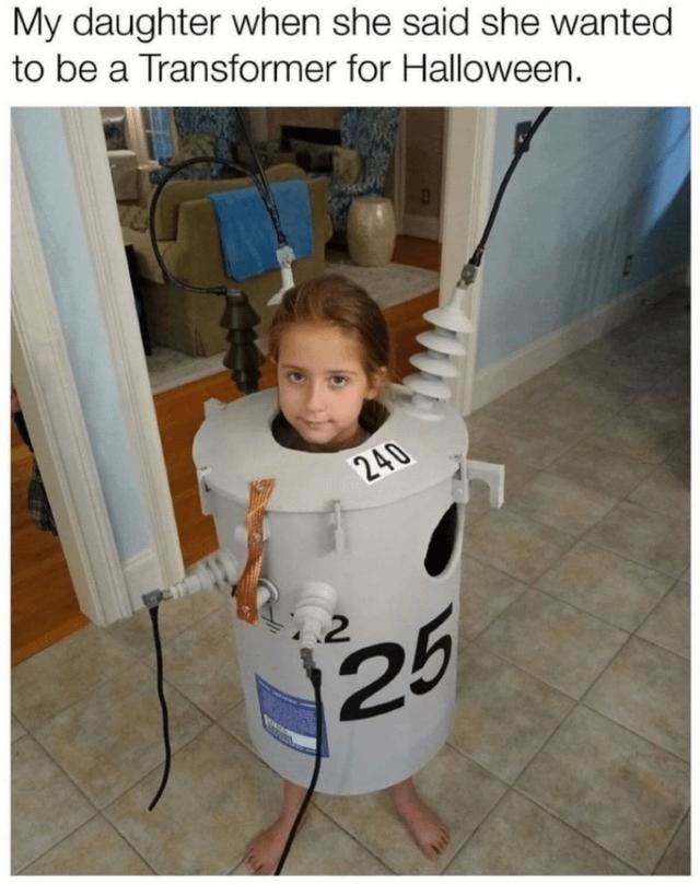 My daughter took ‘be a Transformer’ literally - meme