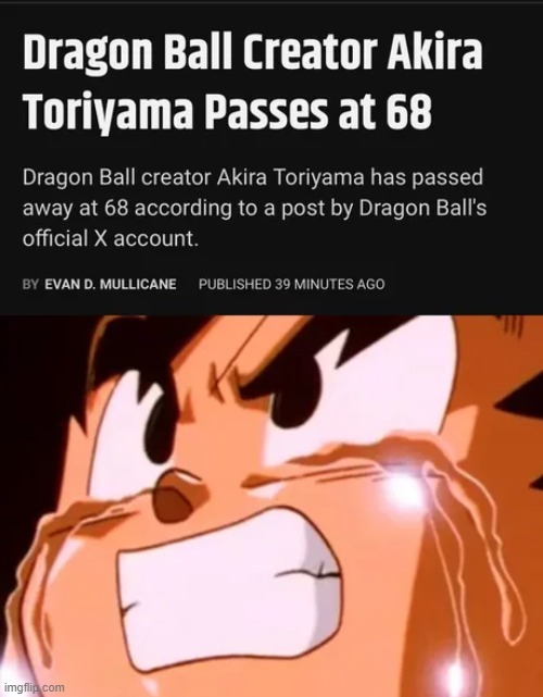 Dragon Ball creator death meme