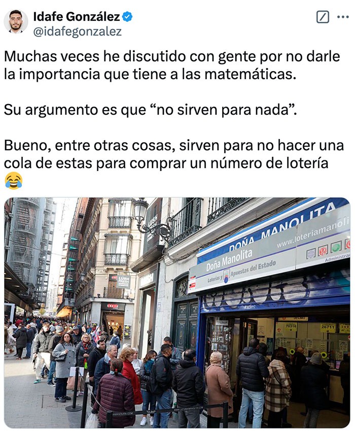 Las probabilidades de ganar la lotería son infimas, pero... y si... toca - meme