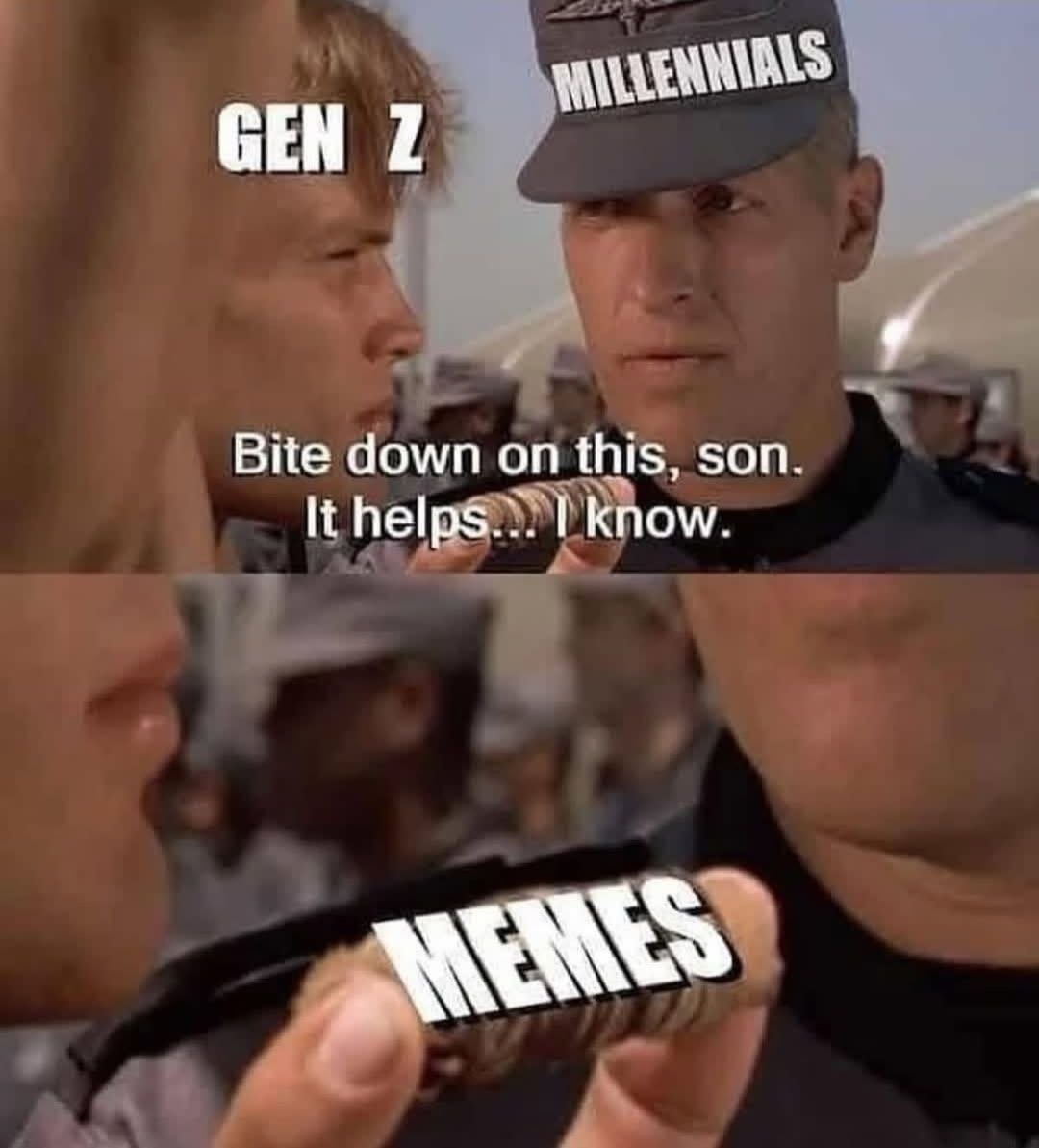 gen z vs gen 1 pain tolerance - meme