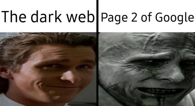 Dark web vs page 2 of Google - meme