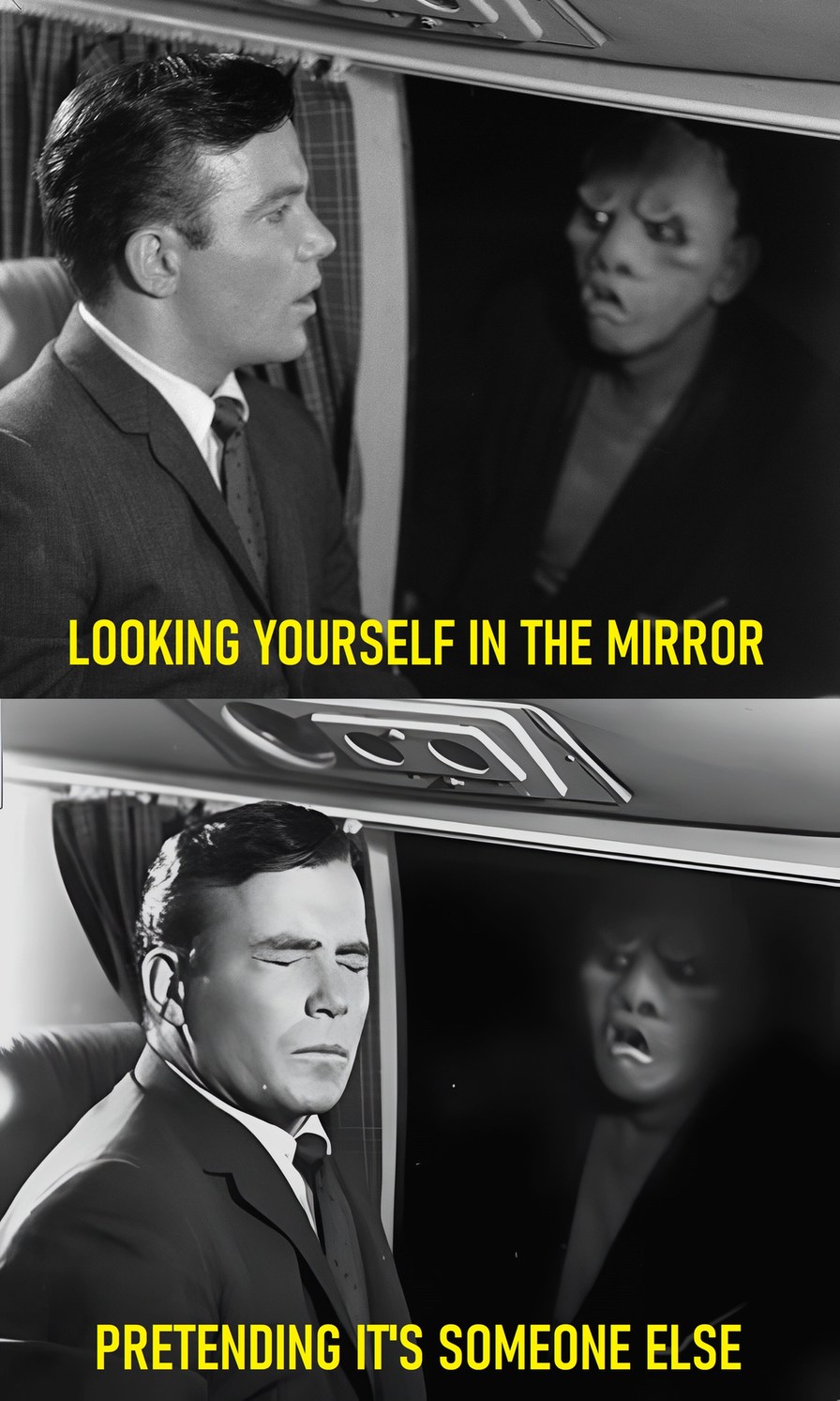 Looking yourself in the mirror - meme